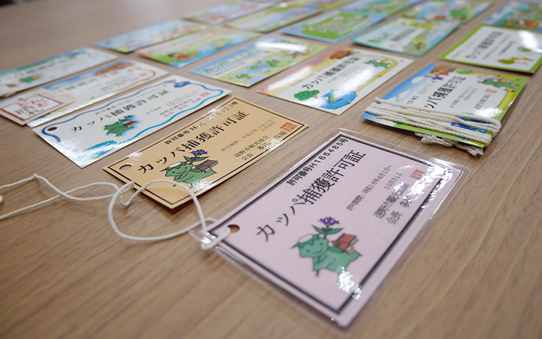 平成16年から始まったカッパ捕獲許可証